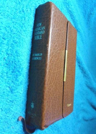 Very Rare Copy@1977 Nasb Single Column & Side Column Refs Bible,  Snap Flap,  Sewn