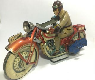 RARE TIPPCO TIPP & CO 1930 ' s GERMANY TIN LITHO 696 694 MOTORCYCLE & SIDECAR VGC 2