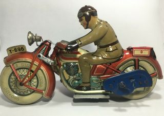 RARE TIPPCO TIPP & CO 1930 ' s GERMANY TIN LITHO 696 694 MOTORCYCLE & SIDECAR VGC 3