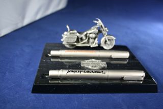 Harley Davidson Desk Pen Set Pewter Authentic Rare,  Needs Ink