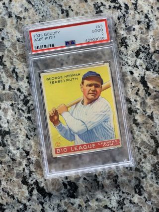 1933 Goudey Babe Ruth 53 Psa 2 Rare High End Yellow Pmjs