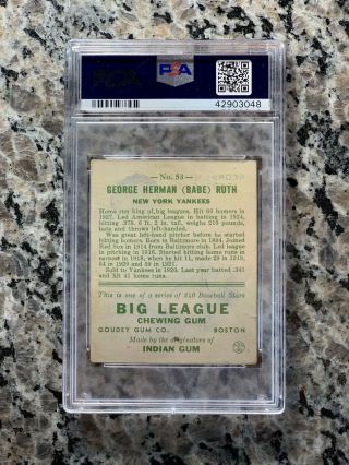 1933 Goudey Babe Ruth 53 PSA 2 RARE HIGH END Yellow PMJS 3