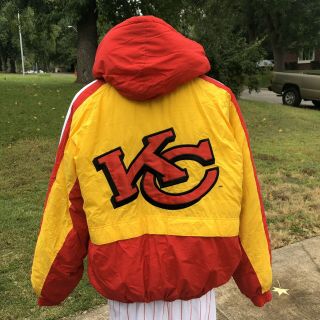 Vtg 90s Reebok Pro Line Coat Jacket Sz Xl Kansas City Chiefs Mahomes Rare Nfl