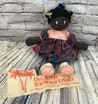 Vintage St Thomas Virgin Islands Souvenir Cloth Girl Doll 13 " Island Newsstand