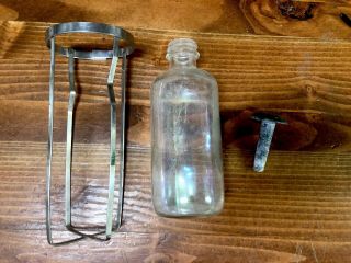 Antique Vintage Brass Copper Fire Extinguisher Bottle W/ Cage