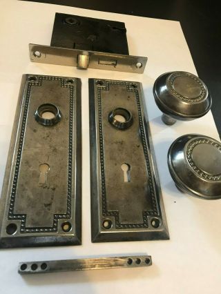 Set Old Mission Art Craft Craftsman Steel Door Knob Plate Lock Hardware