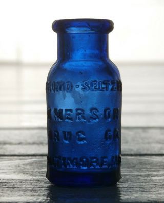 Antique Deep Cobalt Blue Embossed Medicine Drug Remedy Bottle