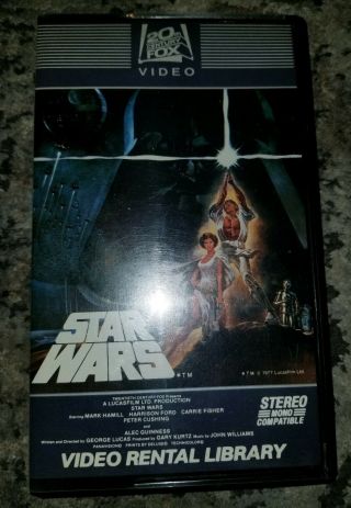 Star Wars Vhs Rare Video Rental Library 1st 1982 Fox Matching Serial