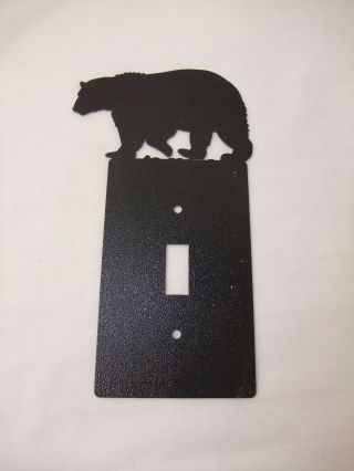 Vintage Black Bear Metal Single Light Switch Plate Cover
