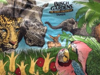 Busch Gardens Towel The Dark Continent Vintage Retro Collectible Rare Tampa
