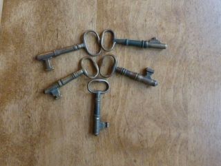 Five Antique Bronze/ Brass Skeleton Keys Antique Door Keys 2 - 1/4 " To 2 - 5/8 "
