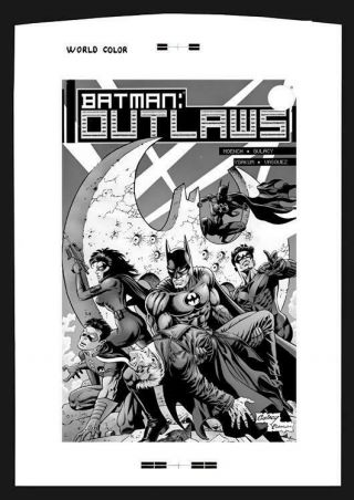 Paul Gulacy Batman Outlaws 2 Rare Large Production Art Cover Mono