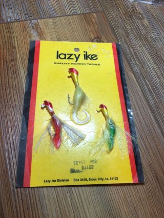 Vintage Fishing Lures Lazy Ike Jigs On Card Old Baits Fly Rod Size