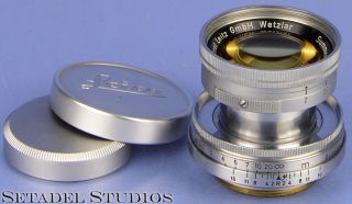 Leica Leitz 50mm Summicron F2 Lanthar Yellow Glass Lens,  Caps Rare Early 920634