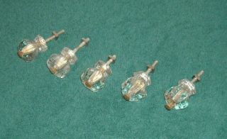 Vintage Small Glass Drawer Pulls Cabinet Knobs (5)