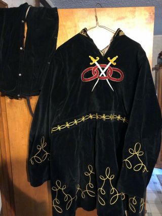 Antique Odd Fellows Robe Embroidered Velvet With Leg Covers