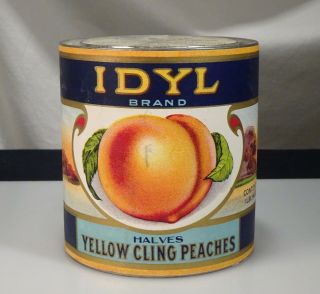 Antique Tin Canned Food Fruit,  Idyl Yellow Cling Peaches - 56131