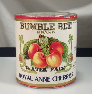 Antique Tin Canned Food Fruit,  Bumble Bee Royal Anne Cherries - 56130