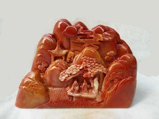 Collect Old Chinese Hand - Carved Stone Scenery Figure Statue N