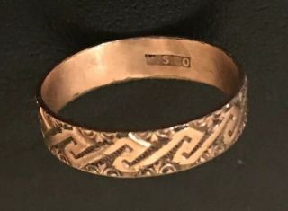 Antique Victorian Rose Gold Filled Wedding Band Ring C1890 Size 7 Signed W.  S.  Co