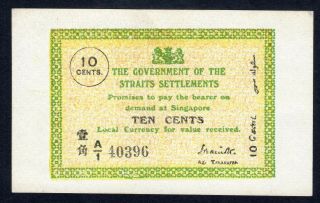 Straits Settlements 10 Cents Ag Treasurer 1 October 1917.  Pick 6 B.  Unc Rare