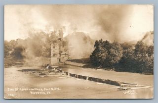 Riverton Va Mills Fire 1912 Antique Real Photo Postcard Rppc