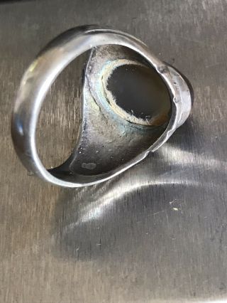 Solid Antique Sterling Silver Men ' s Ring,  7g Vintage Size R 2