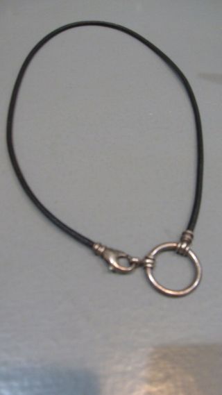La Loop Designer Eyeglass Necklace Black Leather Antique Silver Loop