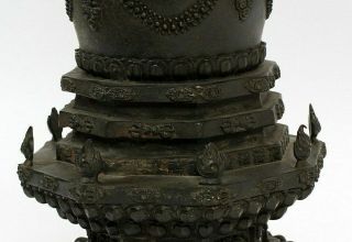 Rare Antique Chinese Sino Tibetan Bronze Stupa Poss Ming Dynasty Buddha