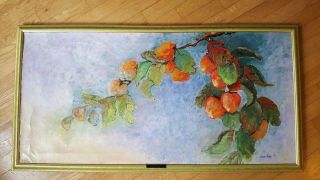 Very Rare,  John Naka Oil On Canvas - Signed - Persimmon Branch