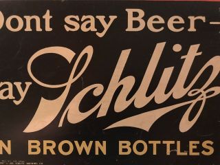 RARE Vintage SCHLITZ Brewing Co.  Metal Sign 