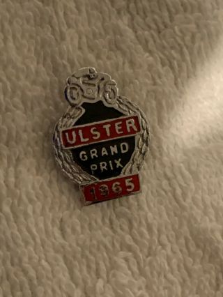 Rare Vintage 1965 Ulster Grand Prix Motorbike Racing Enamel Badge Pin