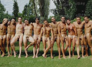 Lp Large 13x18 Cm Old Vintage Male Gay Group Of Nudists Of Men 1960s 6496