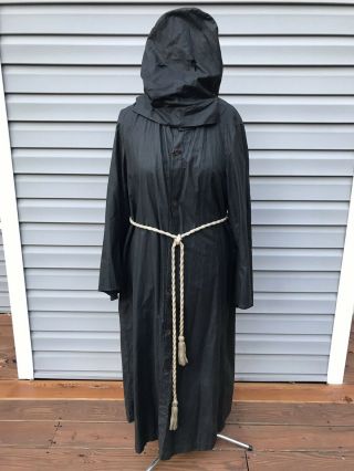 Antique Odd Fellows Black Hooded Robe Ceremonial Executioner Robe A,