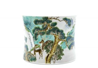 An Extremely Fine And Rare Chinese Famille Rose Porcelain Brush Pot