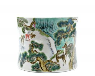 An Extremely Fine and Rare Chinese Famille Rose Porcelain Brush Pot 2