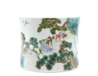 An Extremely Fine and Rare Chinese Famille Rose Porcelain Brush Pot 3