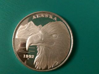 Alaska Official State 1992 Eagle Proof 1 Oz.  999 Silver Coin Sn 2363 Rare