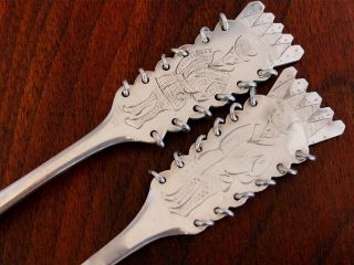 - (2) C O Persson Swedish 830 Silver Ringed Sami Spoons Man Traditional Garb