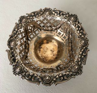 Antique Solid Silver Bonbon Sweet Nut Dish Levi & Salaman Birmingham–late 1800 