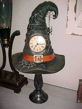 Halloween Witches Witch Hat Clock Rare Hard To Find