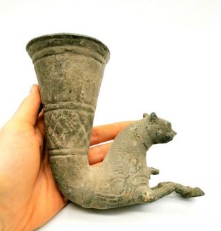 Western Asiatic Bronze Age Ca.  1000 Bc Ritual Vessel W/ Animal Body Terminal R866