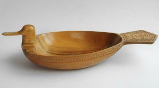 Vintage Carved Wooden Treen Duck Dish Bowl Scandinavian Folk Art