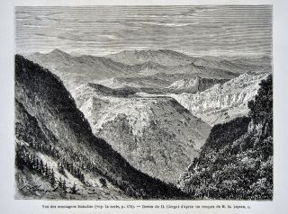 1868 Tour Du Monde Antique Print - View Of Mahaban Mountains - Kashmir India