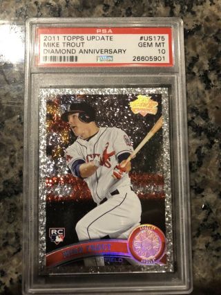 2011 Topps Update Diamond Anniversary Mike Trout ROOKIE RC PSA 10 GEM MT Rare 2