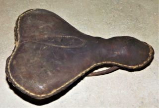Antique Vintage Very Early Leather Bicycle Or High Wheeler Seat