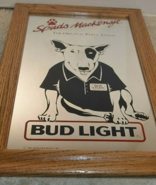 Spuds Mackenzie Rare Mirror Bar Sign Budweiser Bud Light 1986 Anheuser Busch 18 "