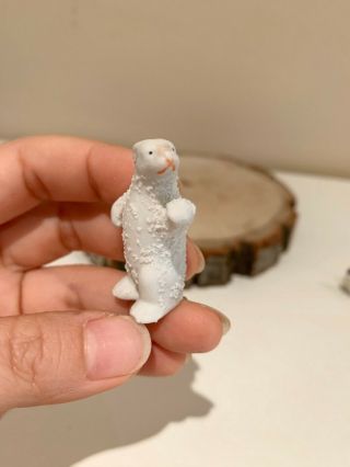 Vintage Antique Miniature Bisque German Polar Bear Figurine,  Germay,  Snow Baby