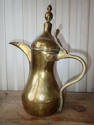 Antique Islamic Arab Turkish Ottoman Signed Dallah Coffee Pot Copper