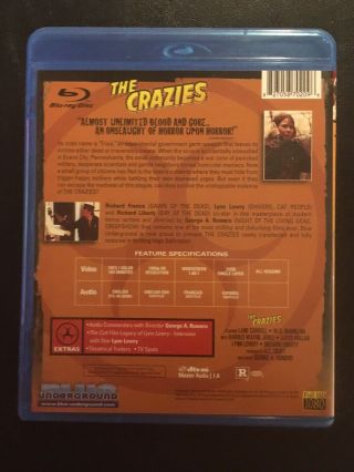 RARE OOP The Crazies (Blue Underground Blu - ray 2010) George A.  Romero 2